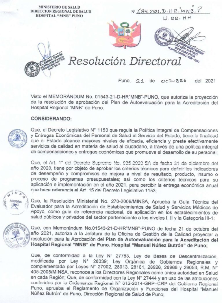 RD – PLAN DE AUTOEVALUACIÓN 2021